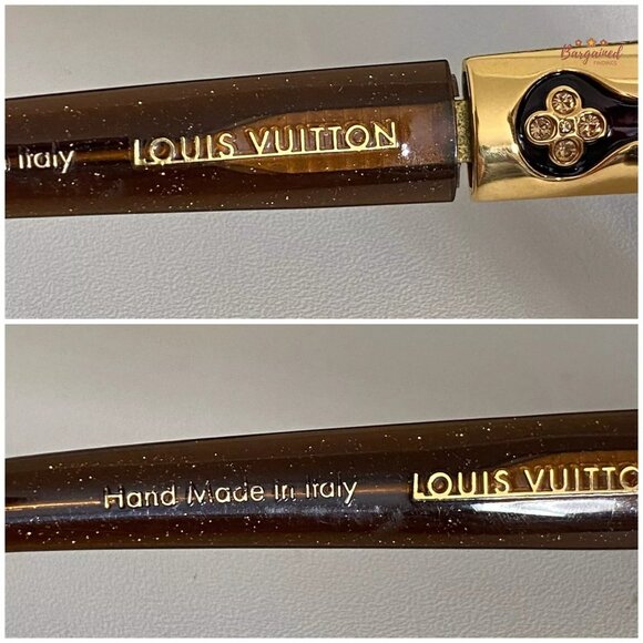 Authentic LOUIS VUITTON Brown Glitter Frame Heather Strass Sunglasses - Z0456E - Picture 8 of 12